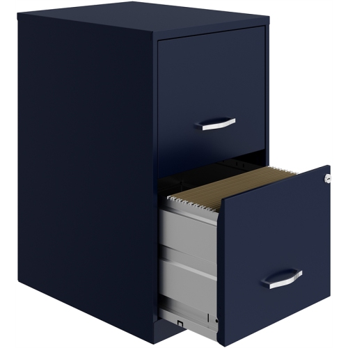 Space Solutions 18in 2 Drawer Metal File Cabinet Navy