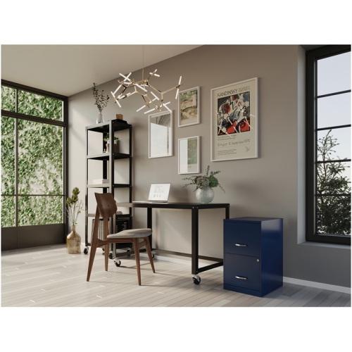 Space Solutions 18in 2 Drawer Metal File Cabinet Navy