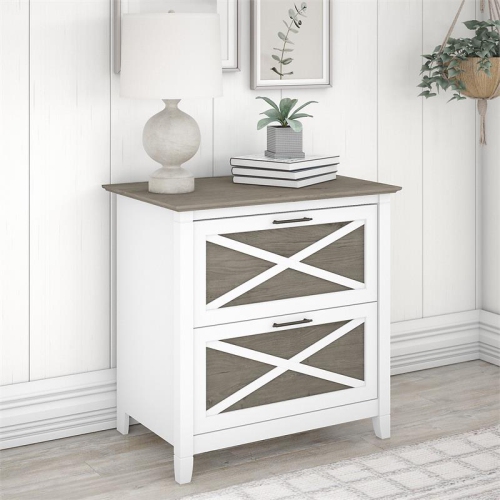 Bush Furniture Key West 2 Drawer File Cabinet in White & Gray