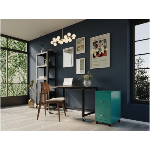 Space Solutions 18in 2 Drawer Metal Mobile Smart Vertical File Cabinet Turquoise