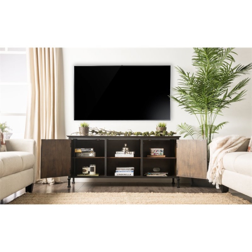 Bowery Hill Industrial Wood 60-Inch TV Stand in Weathered Oak