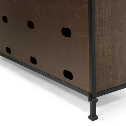 Bowery Hill Industrial Wood 60-Inch TV Stand in Weathered Oak