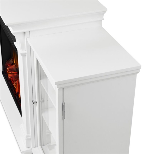 Bowery Hill Wood Contemporary TV Stand with Electric Fireplace in White