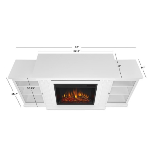 Bowery Hill Wood Contemporary TV Stand with Electric Fireplace in White