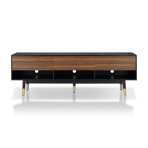 BOWERY HILL  Mid-Century Wood 3-Drawer Tv Stand In In Black