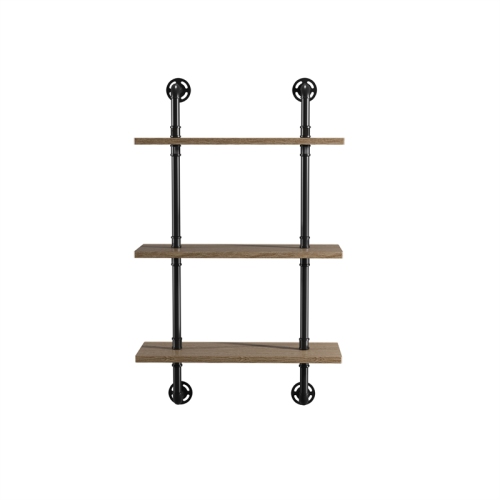 Bowery Hill Modern Wood 3-Tier Wall Display Shelf in Natural