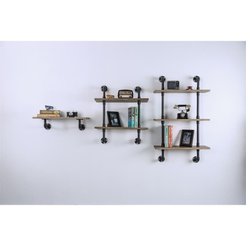 Bowery Hill Modern Wood 2-Tier Wall Display Shelf in Natural