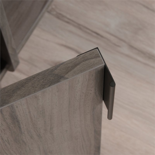 Pemberly Row Engineered Wood 2-Drawers Credenza Desk in Jet Acacia