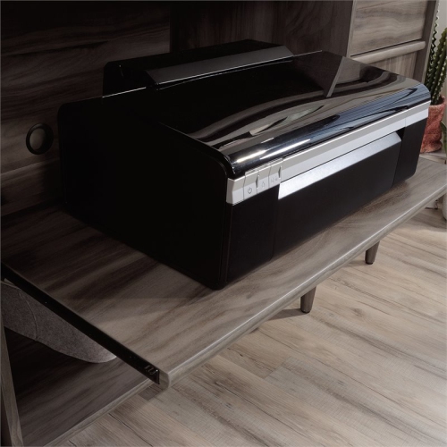 Pemberly Row Engineered Wood 2-Drawers Credenza Desk in Jet Acacia