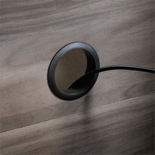 Pemberly Row Engineered Wood 2-Drawers Credenza Desk in Jet Acacia