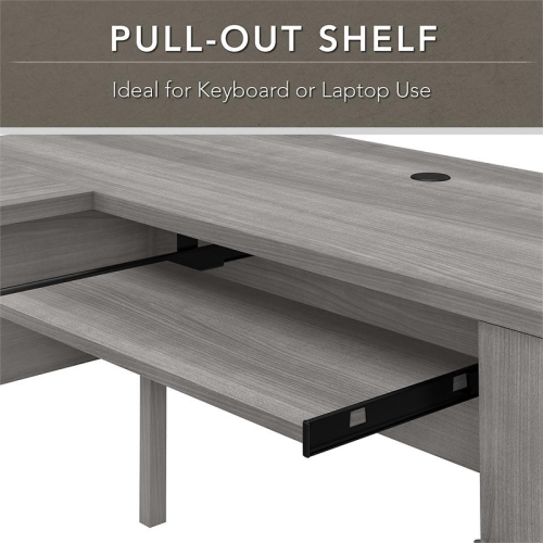 Somerset 60W L Shaped Desk with Storage in Platinum Gray - Engineered Wood