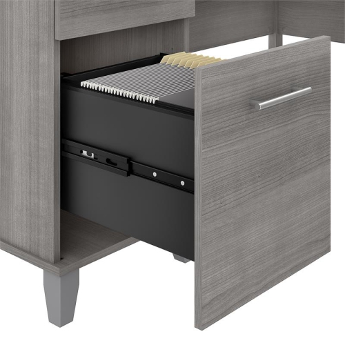Somerset 60W L Shaped Desk with Storage in Platinum Gray - Engineered Wood