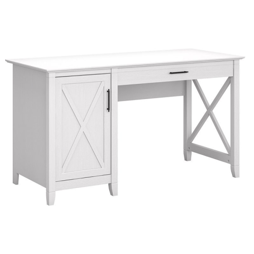 Atlin Designs 54W Computer Desk with Storage in Pure White Oak