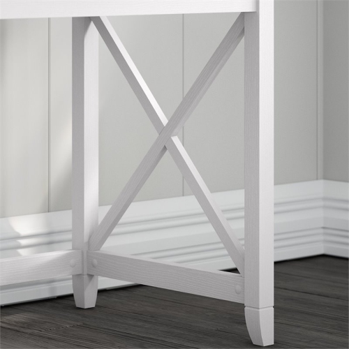 Atlin Designs 54W Computer Desk with Storage in Pure White Oak