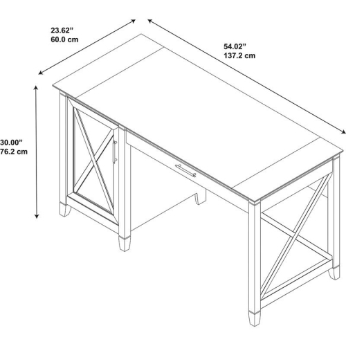 Atlin Designs 54W Computer Desk with Storage in Pure White Oak