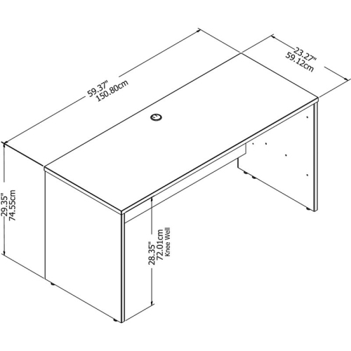 Studio C 60W x 24D Credenza Desk in White - Engineered Wood