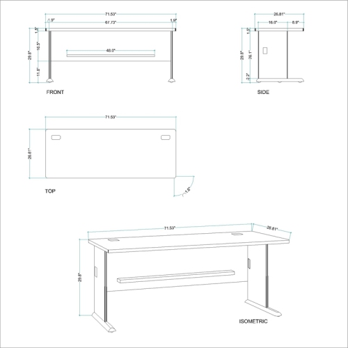 Bowery Hill 72" Office Computer Desk in Natural Cherry