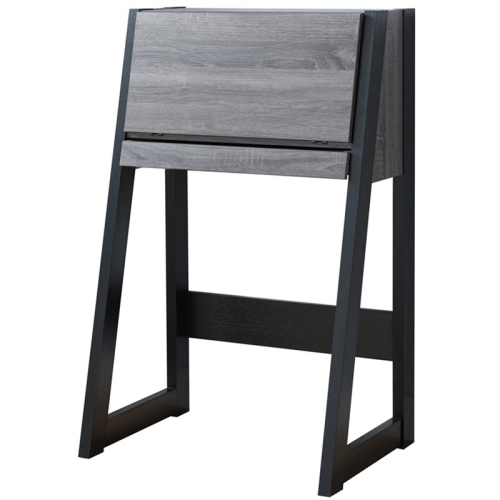 BOWERY HILL  Modern Wood Secretary Desk In Distressed Gray And Black