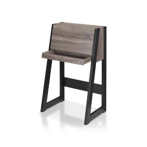 Bowery Hill Modern Wood Secretary Desk in Distressed Gray and Black