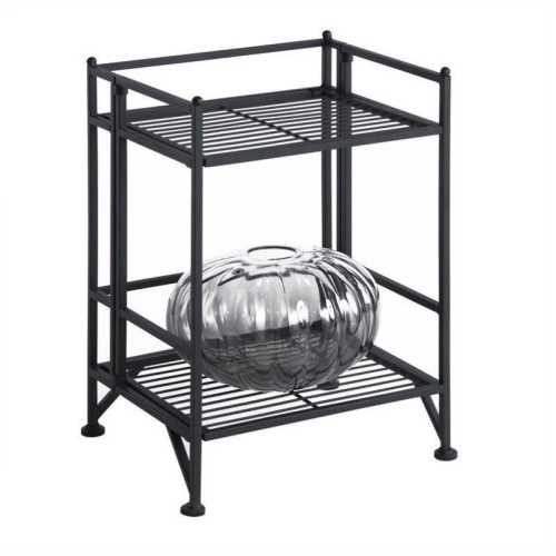 PEMBERLY ROW  2 Tier Folding Metal Shelf - In Black