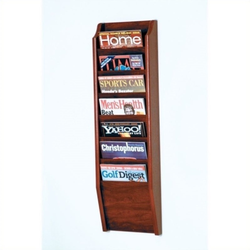 Pemberly Row 7 Pocket Magazine Wall Rack in Mahogany