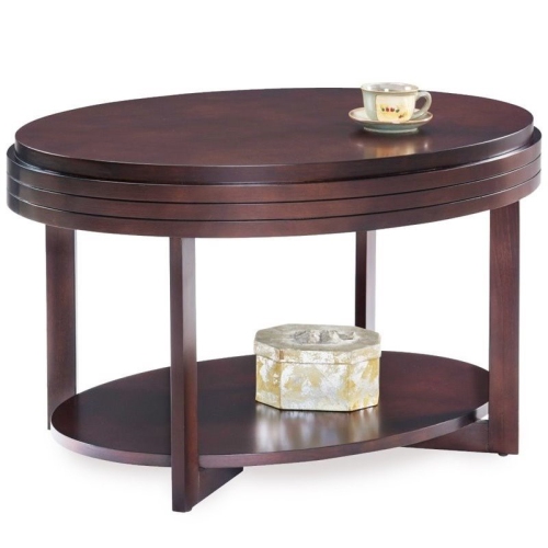 BOWERY HILL  Oval Coffee Table In Chocolate Cherry