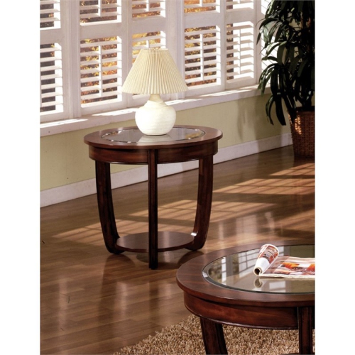 BOWERY HILL  Solid Wood 1-Shelf End Table In Dark Cherry