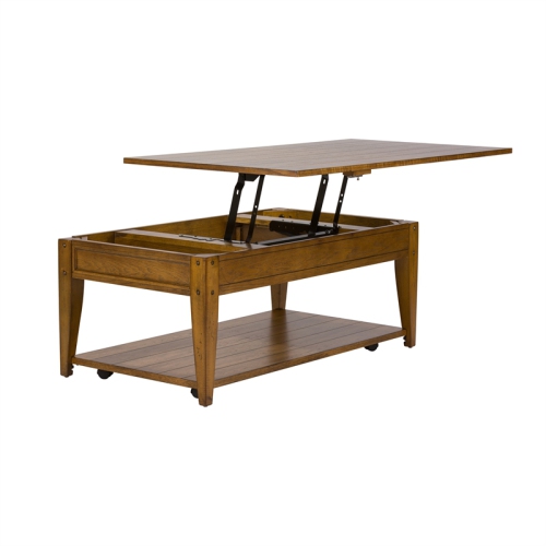 Pemberly Row Modern Wood Lift Top Cocktail Table in Espresso