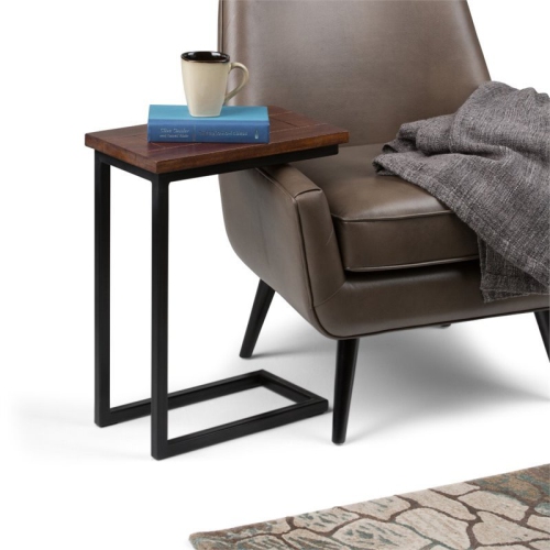 Pemberly Row Contemporary Wood End Table in Dark Cognac Brown