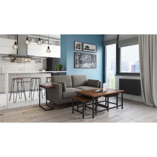 Pemberly Row Contemporary Wood End Table in Dark Cognac Brown