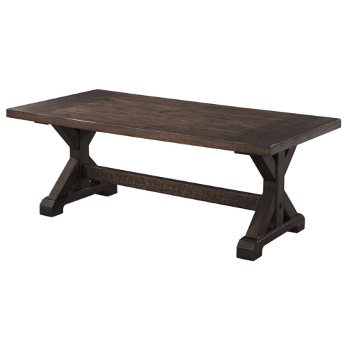 BOWERY HILL  Solid Wood Trestle Base Coffee Table In Walnut Brown