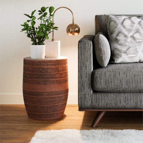 Pemberly Row Boho 15 " Metal Large Accent Side Table in Antique Copper