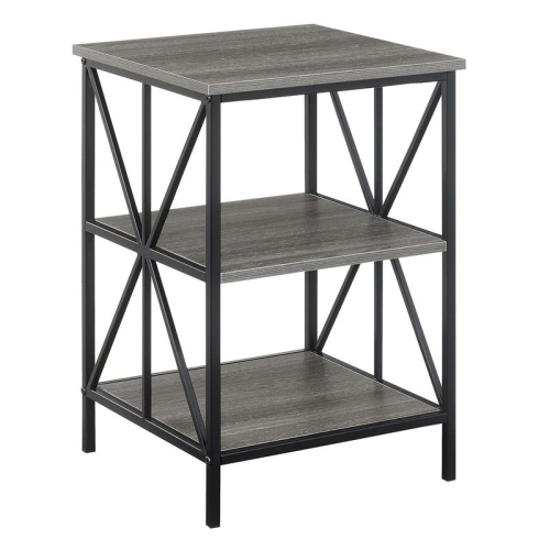 Convenience Concepts Tucson Starburst End Table with Shelves in Gray Wood Finish