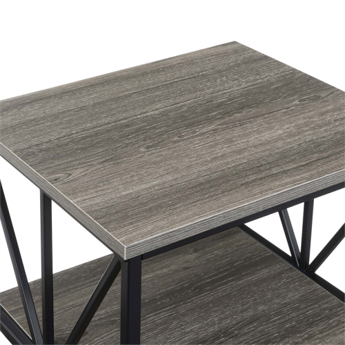 Convenience Concepts Tucson Starburst End Table with Shelves in Gray Wood Finish