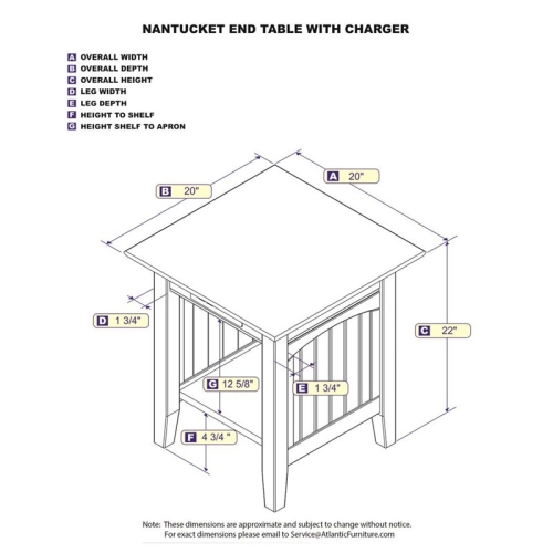 Pemberly Row Charger End Table in Walnut