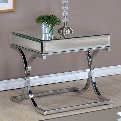 Bowery Hill Contemporary Metal Square End Table in Chrome