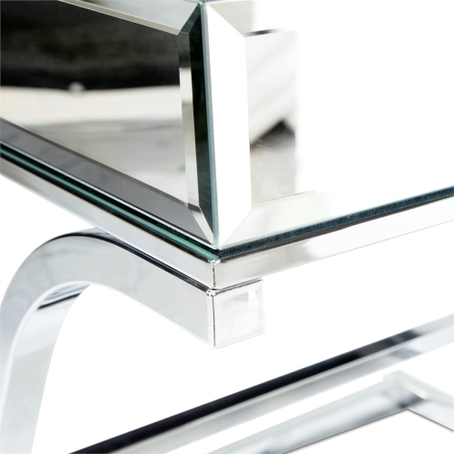 Bowery Hill Contemporary Metal Square End Table in Chrome