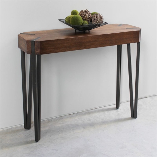 Pemberly Row Contemporary Wood Hexagon Wood Console Table