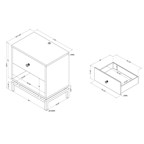 Bowery Hill Contemporary Wood 1-Drawer End Table in White Marble