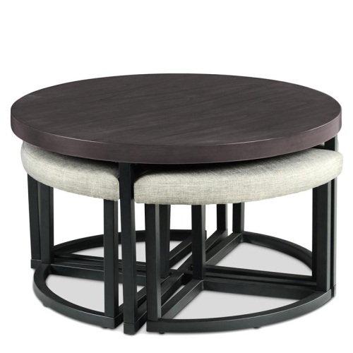 STEVE SILVER COMPANY  Steve Silver Yukon Metal Base Coffee Table With Stools In Black