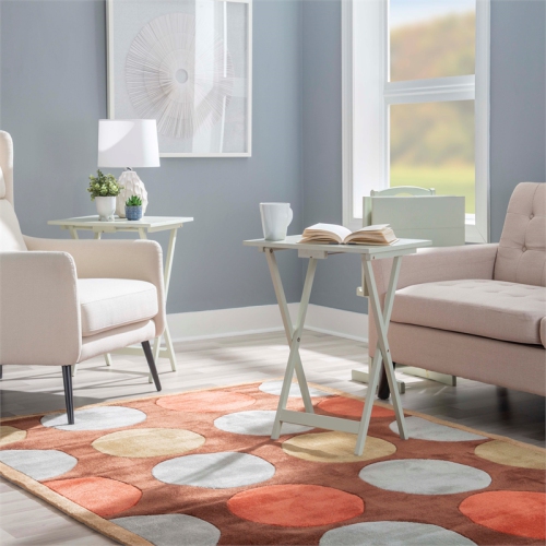 Linon Lorie Wood Compass Five Piece Tray Table Set in Gray