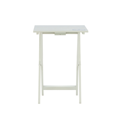 Linon Lorie Wood Compass Five Piece Tray Table Set in Gray