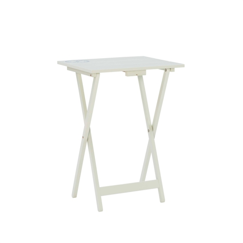 Linon Lorie Wood Compass Five Piece Tray Table Set in Gray