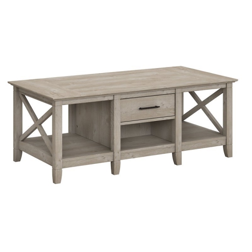 BOWERY HILL  Coffee Table With Storage In Washed In Gray