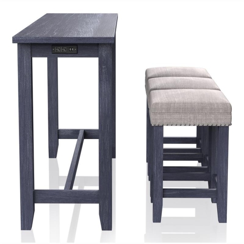 Furniture of America Sabana Wood 4-Piece Counter Height Dining Set in Blue