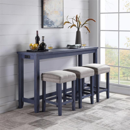 Furniture of America Sabana Wood 4-Piece Counter Height Dining Set in Blue
