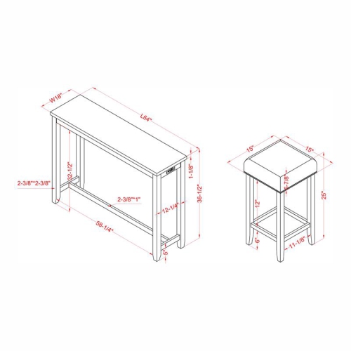 Furniture of America Sabana Wood 4-Piece Counter Height Dining Set in Blue