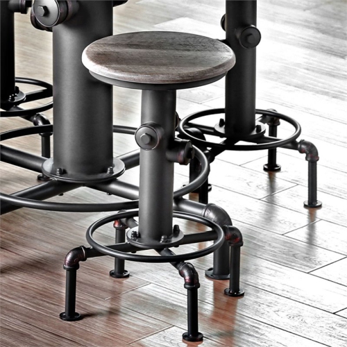 BOWERY HILL  Contemporary Metal Counter Height Stool In Antique Black (Set Of 2)