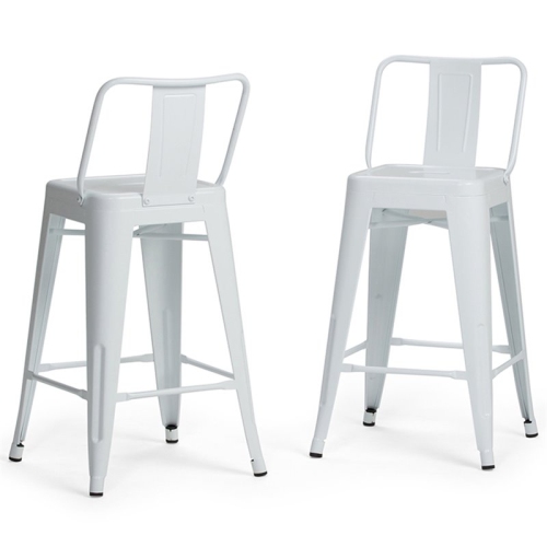 PEMBERLY ROW  Contemporary 24" Metal Counter Stool In (Set Of 2) In White