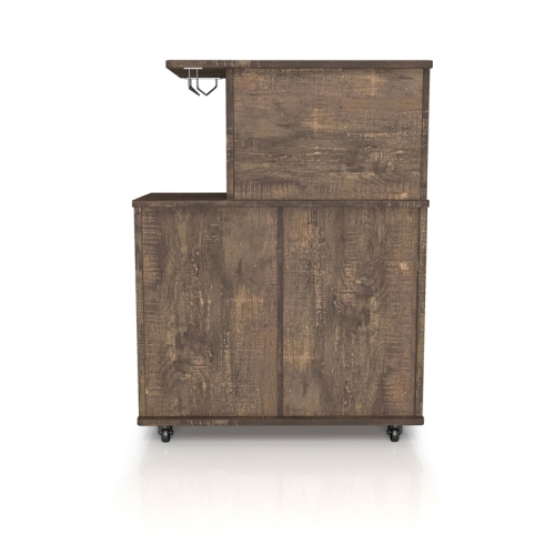 Bowery Hill Rustic Wood 4-Shelf Mini Bar in Reclaimed Oak